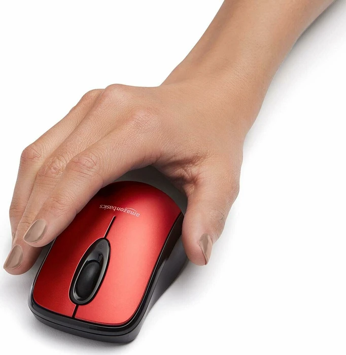 AmazonBasics Kabellose Maus rot, USB