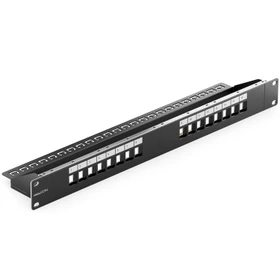 deleyCON Patchpanel für Keystone Module 19", 1HE, 16-Port, 19", 1HE, schwarz