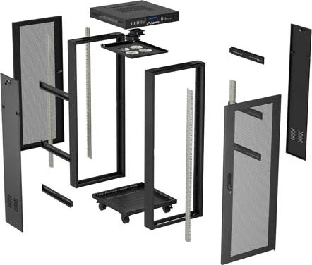 Lanberg 19" Rackschrank 32HE, LCD, freistehend, Flat Pack, Gitternetztür, IP20, RAL 9004, 600mm tief