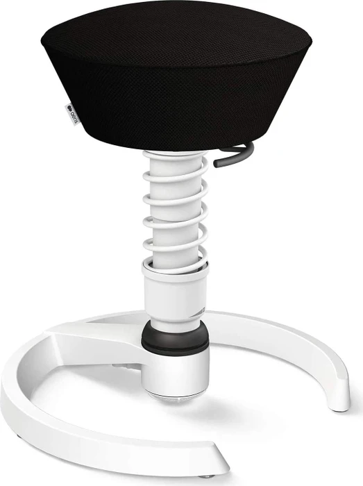 Aeris Swopper Air New Edition Bürohocker mit Gleitern, Feder Standard, Gestell Alu weiß, Bezug Mesh-Gewebe schwarz