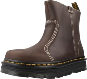 Dr. Martens Zebzag Rigger Slip On Leather Boots dark brown