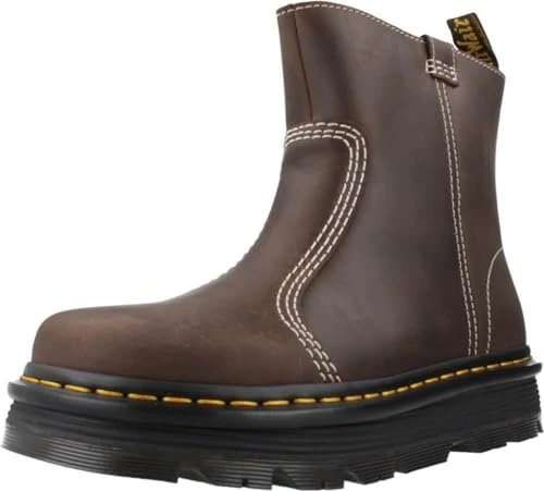 Dr. Martens Zebzag Rigger Slip On Leather Boots dark brown