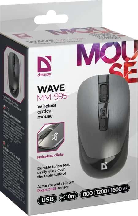 Defender Wave MM-995 Wireless Optical Mouse silber, USB