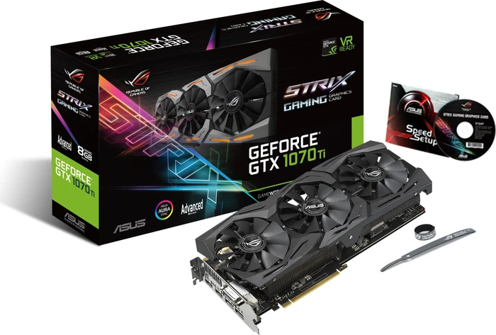 ASUS ROG Strix GeForce GTX 1070 Ti Advanced, ROG-STRIX-GTX1070TI-A8G-GAMING, 8GB GDDR5, DVI, 2x HDMI, 2x DP