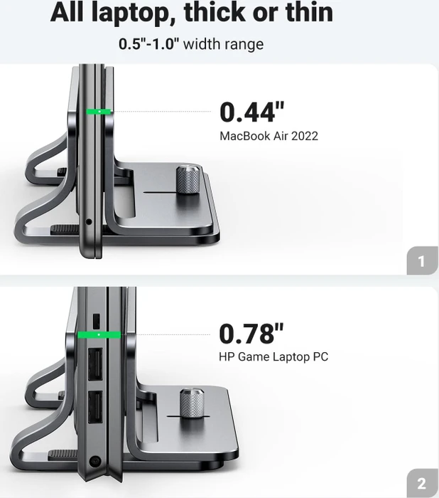 Ugreen Vertikaler Laptopständer, grau, verstellbar