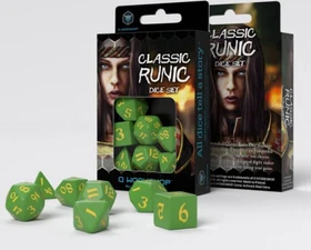 Q-Workshop Würfelset Classic Runic - green & yellow