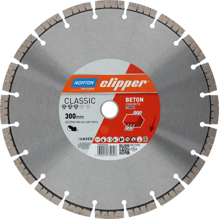 Norton Clipper Classic Beton Turbo Diamanttrennscheibe, 300x3.2x22.23mm, 1 Stück