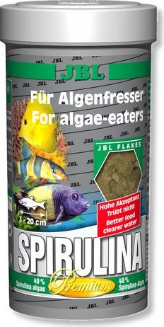 JBL Spirulina Premium Hauptfutter für Algenfresser, 160g, 1l