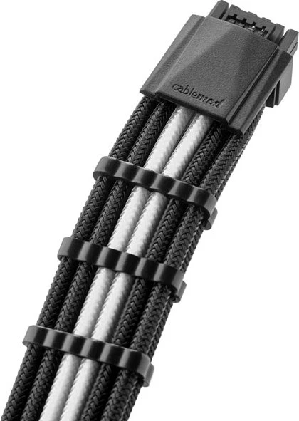 CableMod Pro ModMesh 12VHPWR PCI-e Extension, 3x 8-Pin PCIe Stecker auf 16-Pin PCIe 5.0 12VHPWR Stecker, Adapterkabel, schwarz/weiß, 45cm