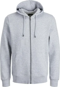 Jack & Jones Einfarbig Zip Hoodie light grey melange (Herren)