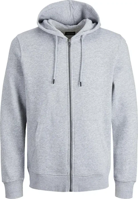 Jack & Jones Einfarbig Zip Hoodie light grey melange (Herren)