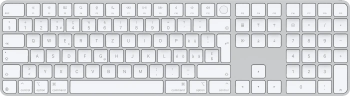 Apple Magic Keyboard mit Touch ID und Ziffernblock für Mac mit Apple Chip (USB-C), weiß/silber, USB/Bluetooth, CH