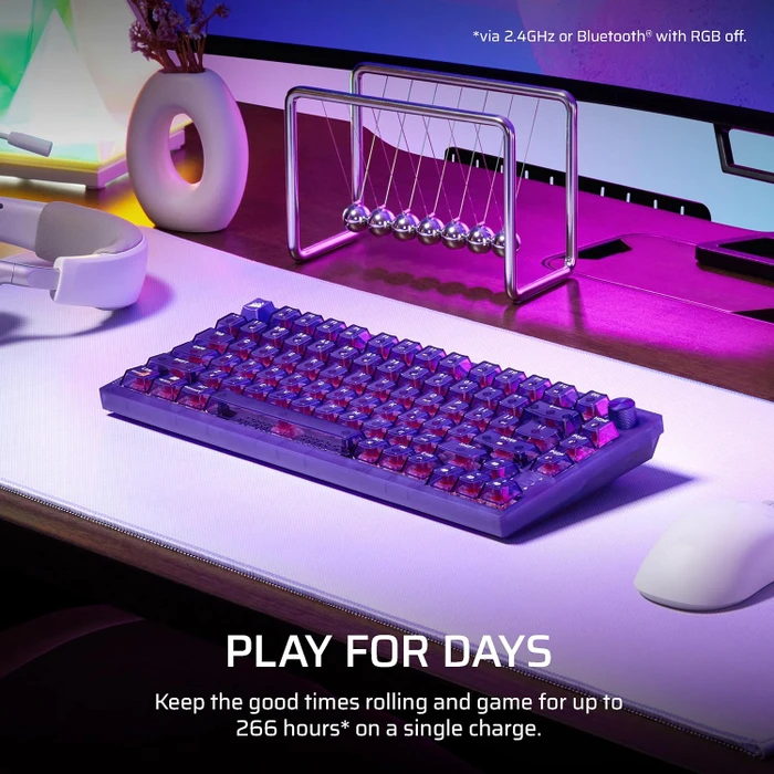 Corsair Gaming K65 Plus Wireless 75% RGB, Atomic Purple, MLX RED V2, USB/Bluetooth, UK