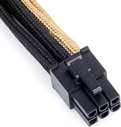 SilverStone PP07-IDE6BG, 6-Pin PCIe Verlängerung 250mm, sleeved schwarz/gold