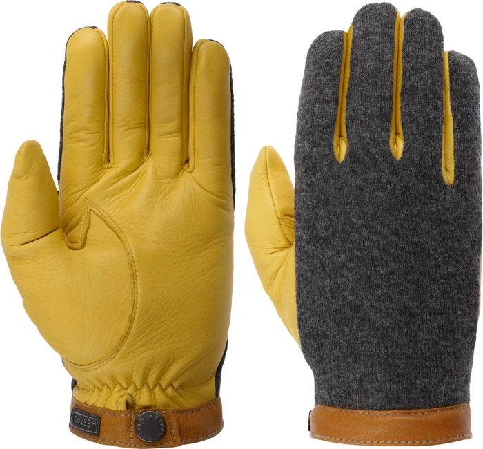 Hestra Deerskin Wool Tricot Handschuhe charcoal/natural yellow