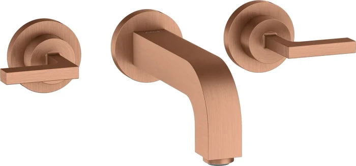 Hansgrohe Axor Citterio 3-Loch Waschbeckenarmatur mit Hebelgriffen 162mm brushed red gold