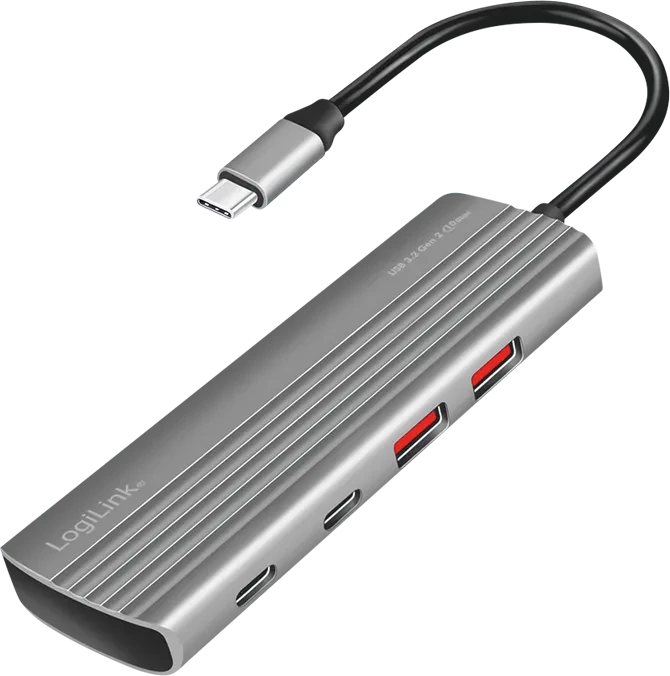 LogiLink Ultra-Slim USB-Hub, 5x USB-C 3.1/2x USB-A 3.1, USB-C 3.1 [Stecker]