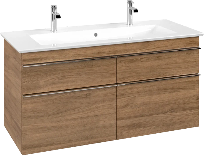 Villeroy & Boch Venticello Waschbeckenunterschrank für Becken mittig 4 Auszüge 1153x590x477mm kansas oak/chrome