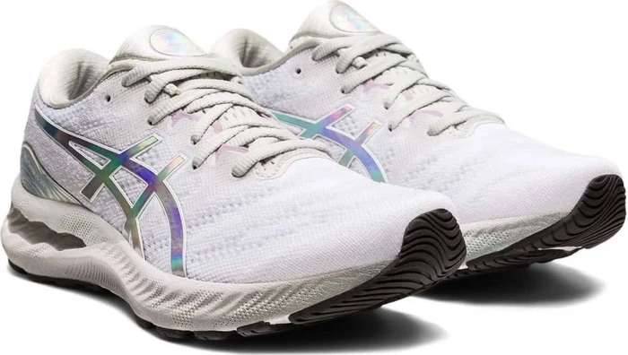 Asics Gel-Nimbus 23 Platinum glacier grey/white (Damen)