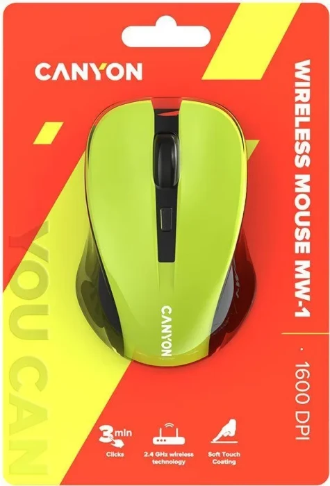 Canyon OnClick W01 / MW-1 Wireless Optical Mouse gelb, USB