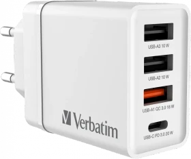 Verbatim 30W USB-Wandladegerät mit 4 Anschlüssen weiß