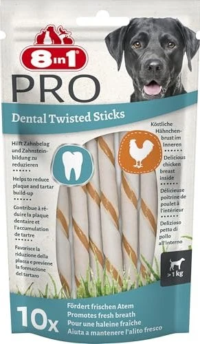 8in1 Delights Pro Dental Twisted Sticks XS Huhn, 10 Stück