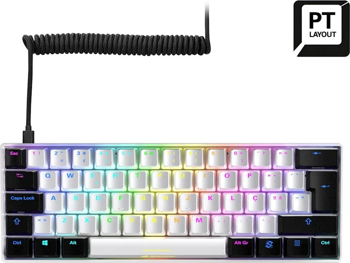 Sharkoon Skiller SGK50 S4, White, LEDs RGB, hot-swap, Kailh KT RED, USB, PT