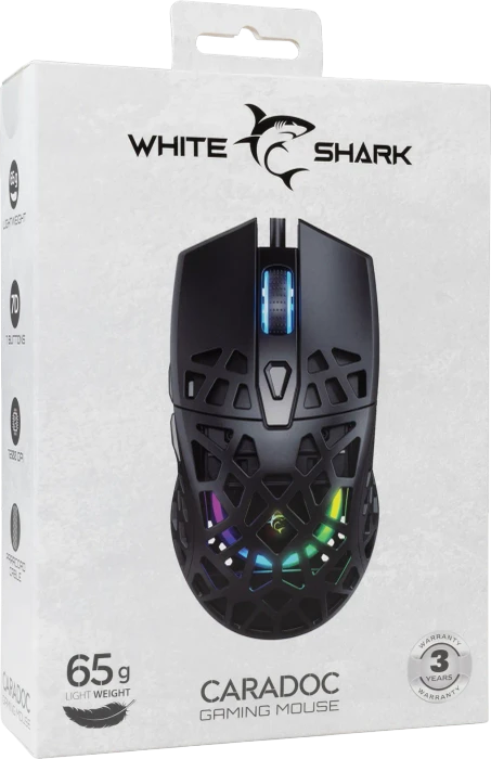 White Shark Caradoc Gaming Mouse, schwarz, USB