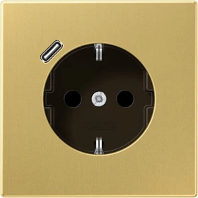Jung SCHUKO-Steckdose mit USB-Ladegerät Safety+, messing classic