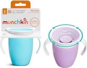 Munchkin Miracle 360° Übungstasse Trinkbecher, 6+M, 207ml, blau/violett, 2 Stück