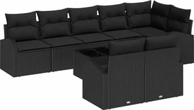 vidaXL Polyrattan Gartensofa Lounge-Set schwarz,   9-tlg.