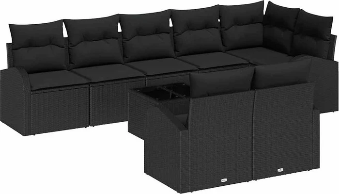 vidaXL Polyrattan Gartensofa Lounge-Set, 9-tlg.