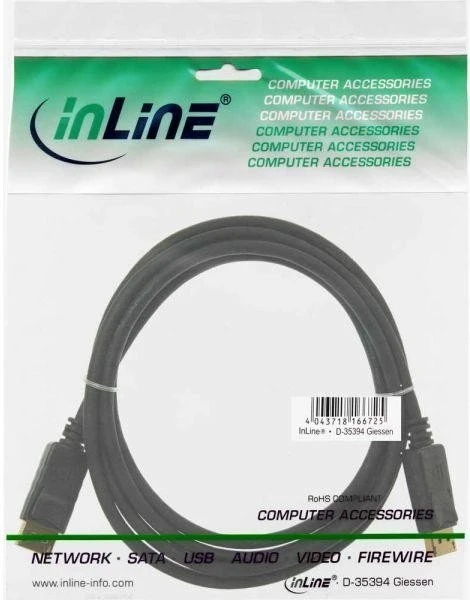 InLine DisplayPort 1.2 Kabel schwarz, 3m