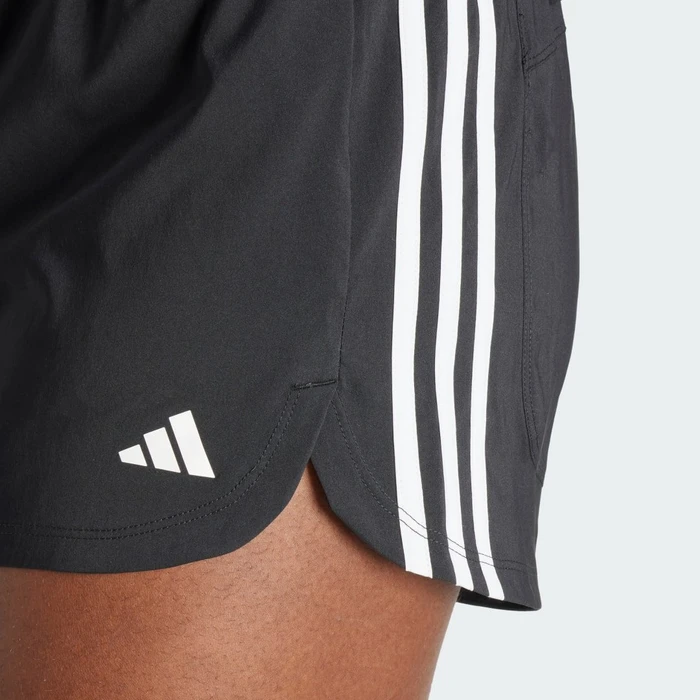 adidas Pacer Training 3-Streifen Woven High-Rise Trainingshose kurz schwarz/weiß (Damen)