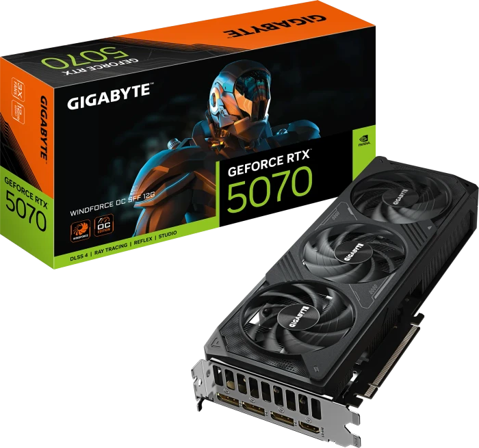 GIGABYTE GeForce RTX 5070 Windforce OC SFF 12G, 12GB GDDR7, HDMI, 3x DP