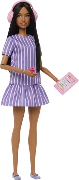 Mattel Barbie - Fashionistas Autistische Barbie in Lila Gestreiftem Kleid