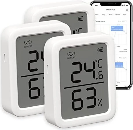 SwitchBot Indoor Thermo-/Hygrometer, Temperatur-/Feuchtigkeitssensor, 3er-Pack