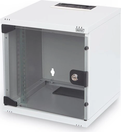 Digitus Professional DN-10 10" Wandschrank Netzwerk-Set 6HE, Sicherheitsglastür, IP2X, grau, 300mm tief