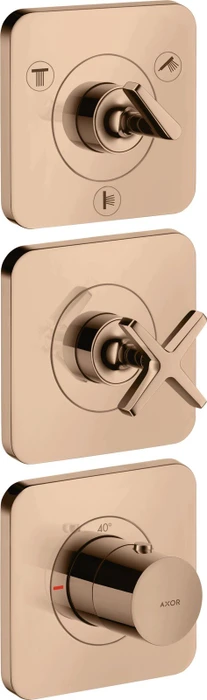 Hansgrohe Axor Citterio E Thermostatmodul 380/120 Kontrollfeld für 3 Verbraucher polished red gold