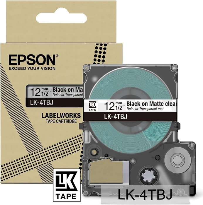 Epson LK-4TBJ Beschriftungsband, 12mm, schwarz/transparent matt