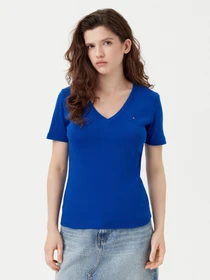 Tommy Hilfiger V-Neck Slim Fit T-Shirt kurzarm noble blue (Damen)