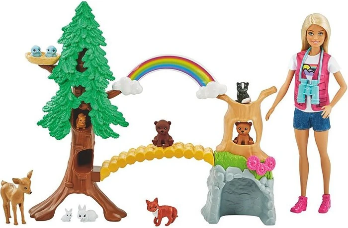 Mattel Barbie - Waldtier-Forscherin Spielset mit blonder Puppe