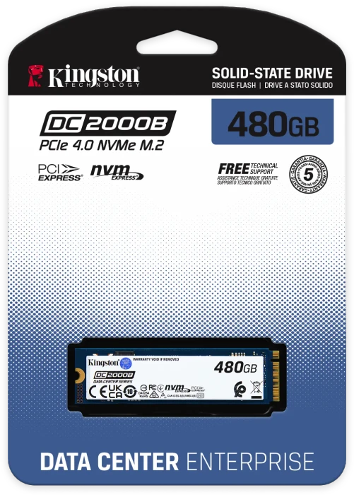 Kingston DC2000B Data Center Series Boot SSD - 0.4DWPD 480GB, M.2 2280 / M-Key / PCIe 4.0 x4