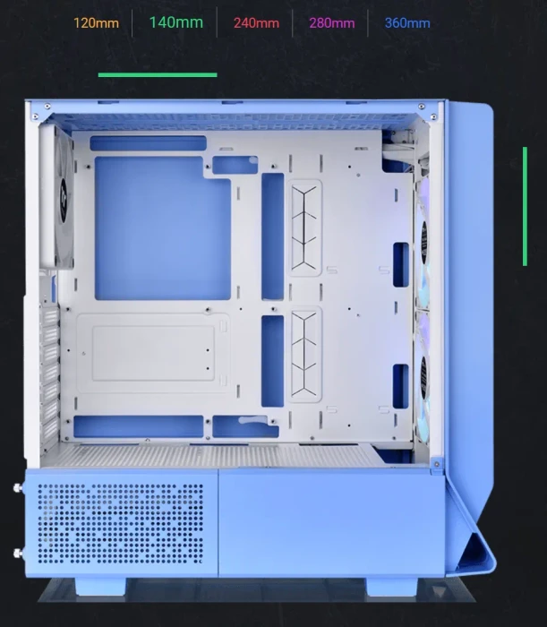 Thermaltake Ceres 330 TG ARGB Hydrangea Blue, blau, Glasfenster