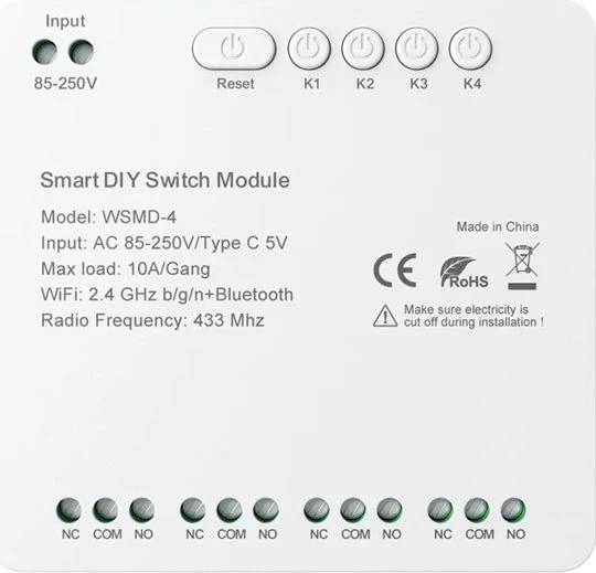 Avatto WSMD-4 250V Smart Relay Switch 4-fach, Schaltaktor