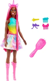 Mattel Barbie - Dreamtopia Einhorn Puppe mit Fantasiehaar rosa outfit