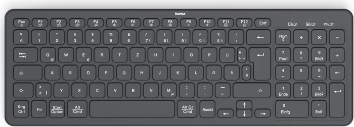 Hama WK-300 Funktastatur, schwarz, USB/Bluetooth, DE