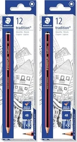 Staedtler Tradition 110 Bleistift 4B graphit, schwarz/rot, 12er-Pack