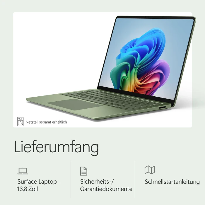Microsoft Surface Laptop 8 13.8", Jade, Snapdragon X2 Plus - X2P-64-100, 16GB RAM, 512GB SSD, DE
