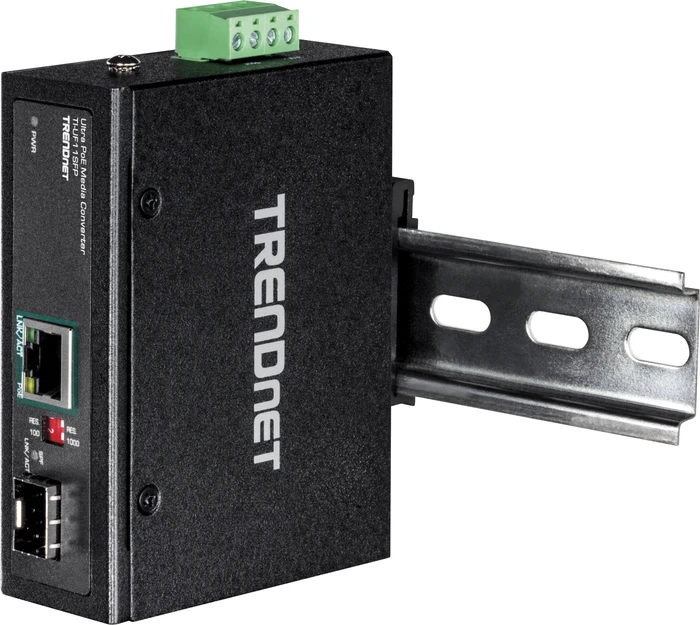 TRENDnet TI-UF11SFP Industrial Media Converter, RJ-45, SFP, PoE++